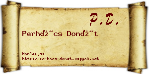 Perhócs Donát névjegykártya